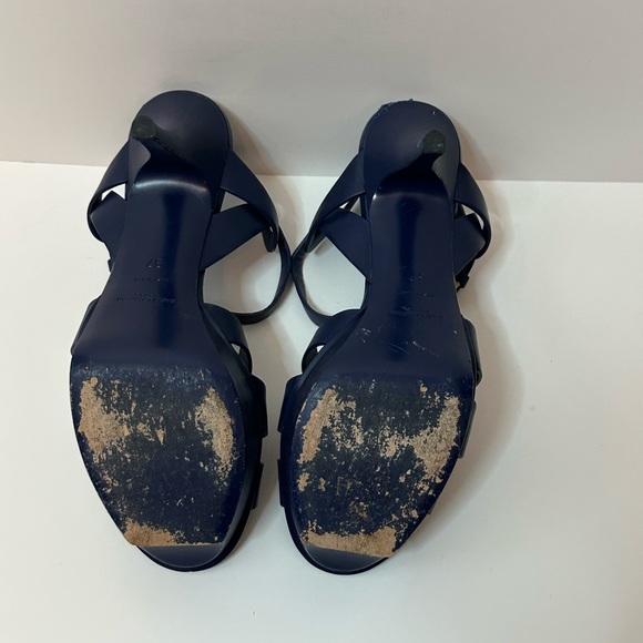 YSL Blue Leather Tribute Platform Sandals Size 37 - Picture 5 of 9